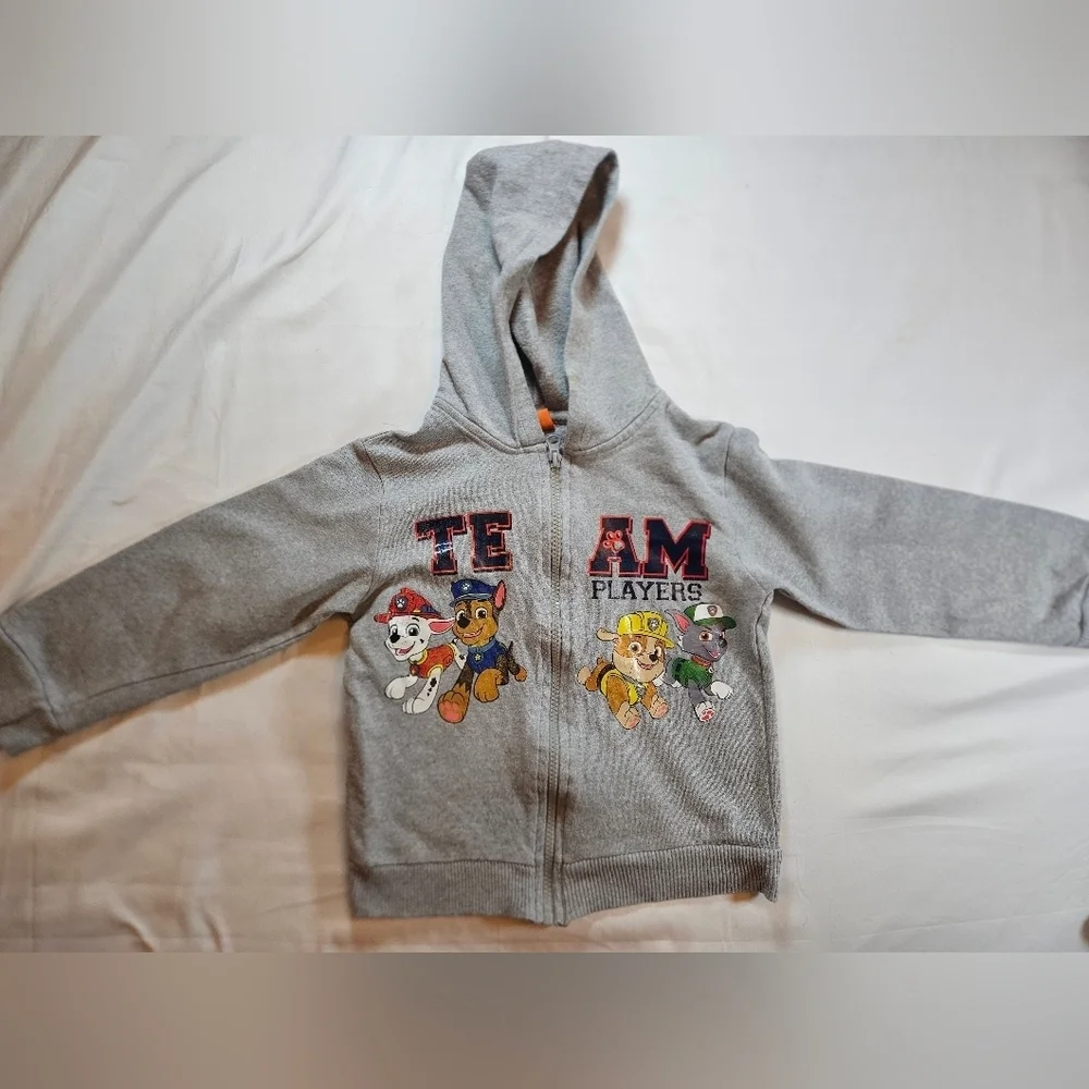 Nickelodeon Boys Gray Team Paw Patrol Long Sleeve Zip Up Hoodie Size 6